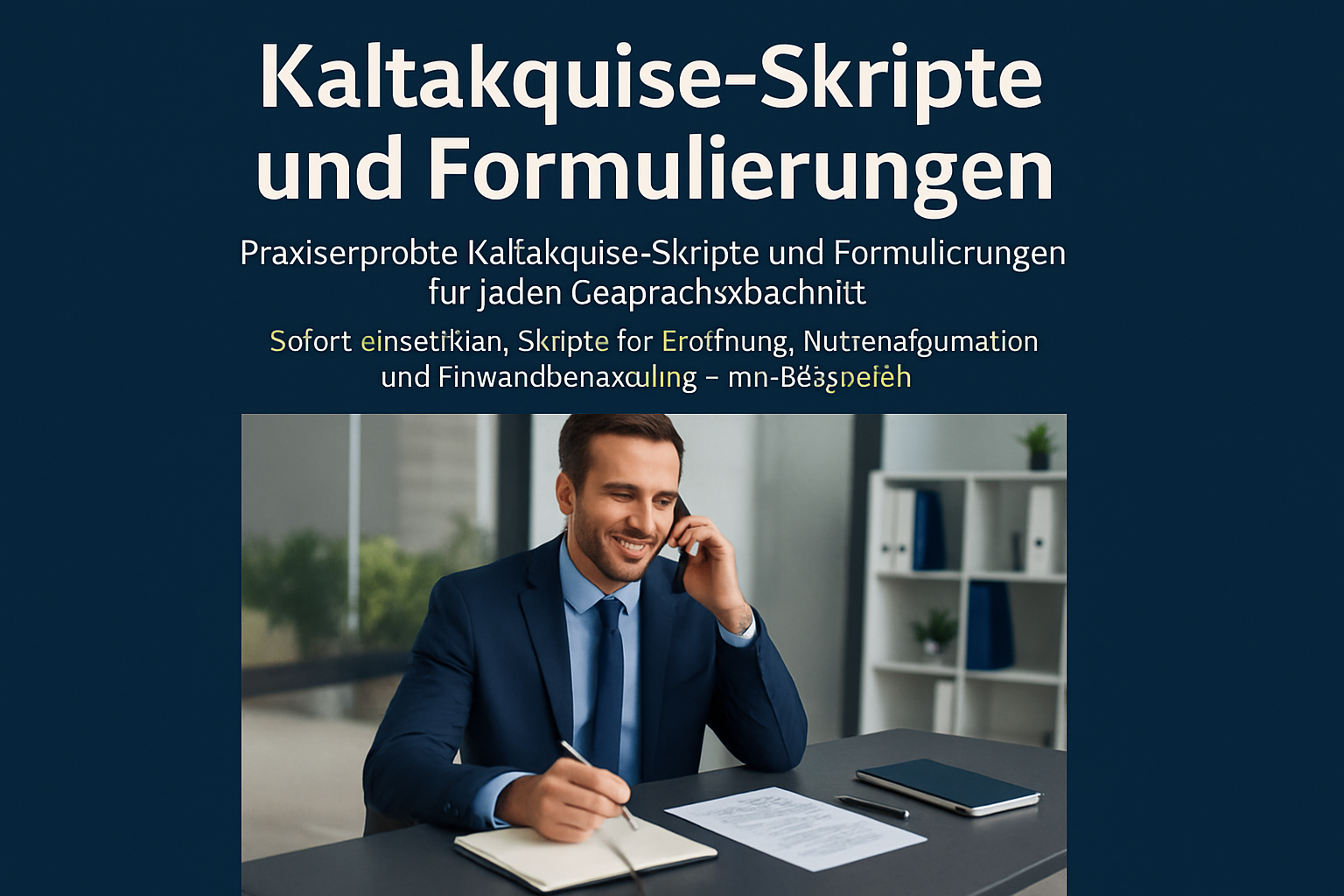 Vertriebsmitarbeiter nutzt bewährte Kaltakquise-Skripte für erfolgreiches Telefonat